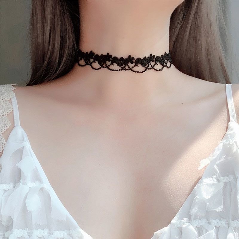 Black White Lace Lolita Accessory Necklace Gothic Choker