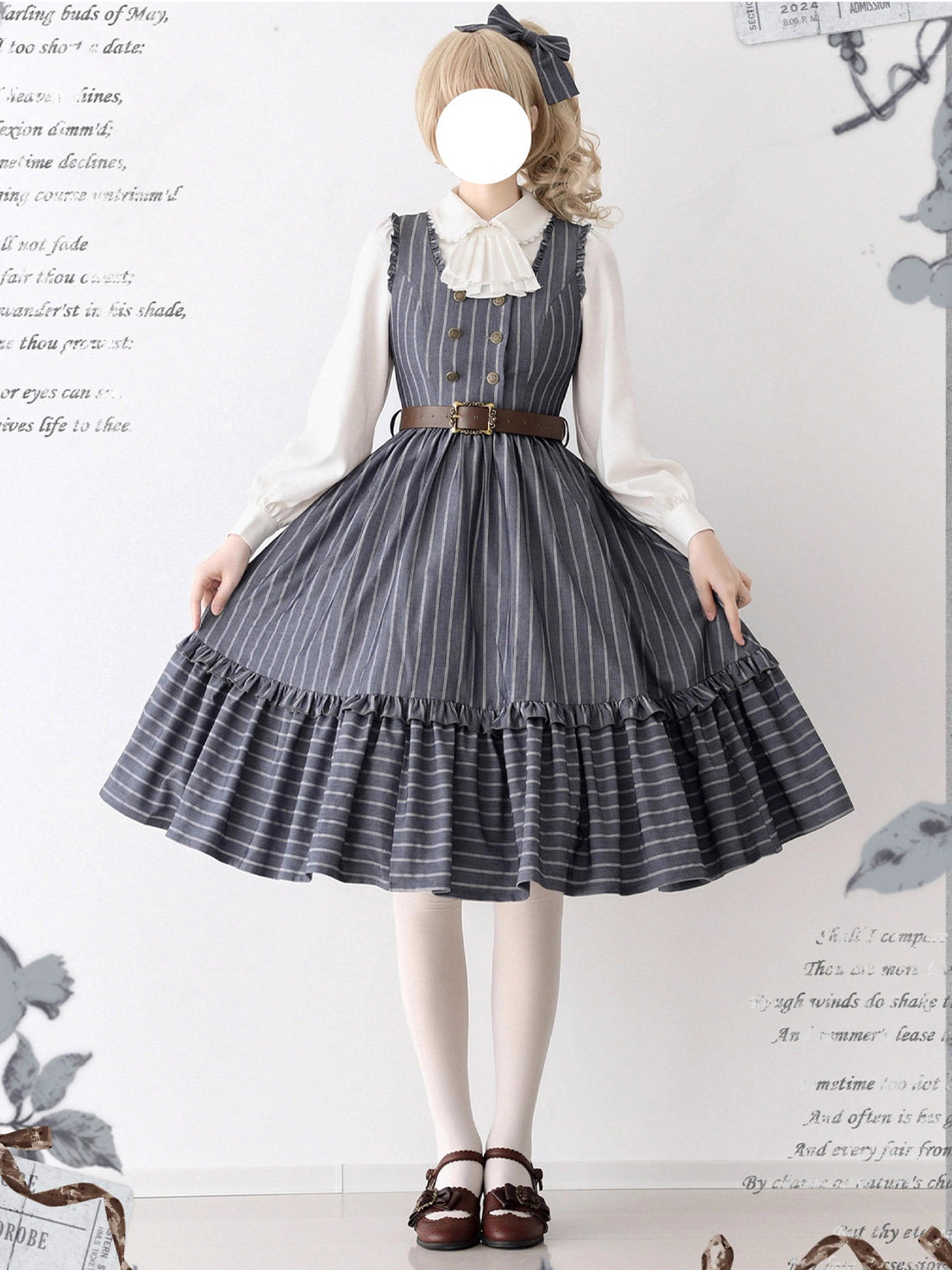Classic Lolita School - Style French Grey Dresses Outfit Original Spring Sleeveless Dress