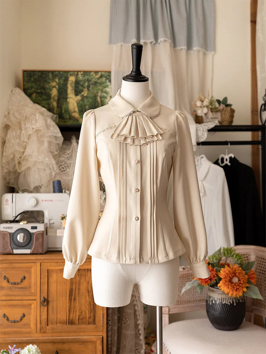 Lolita Blouses School - Style French Grey Outfit Original Spring Top Shirt