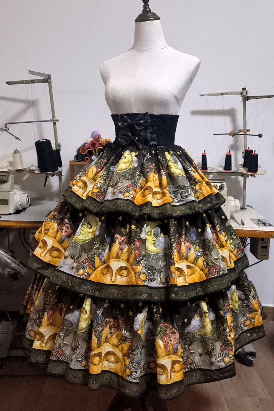 Classic and Vintage Lolita Victorian Lolita High Waist Yellow Daily Lolita Layer Dress SK