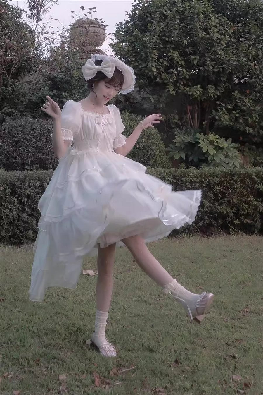 Flower Wedding White OP Dress Spring and Summer Pink and Blue Black Lolita