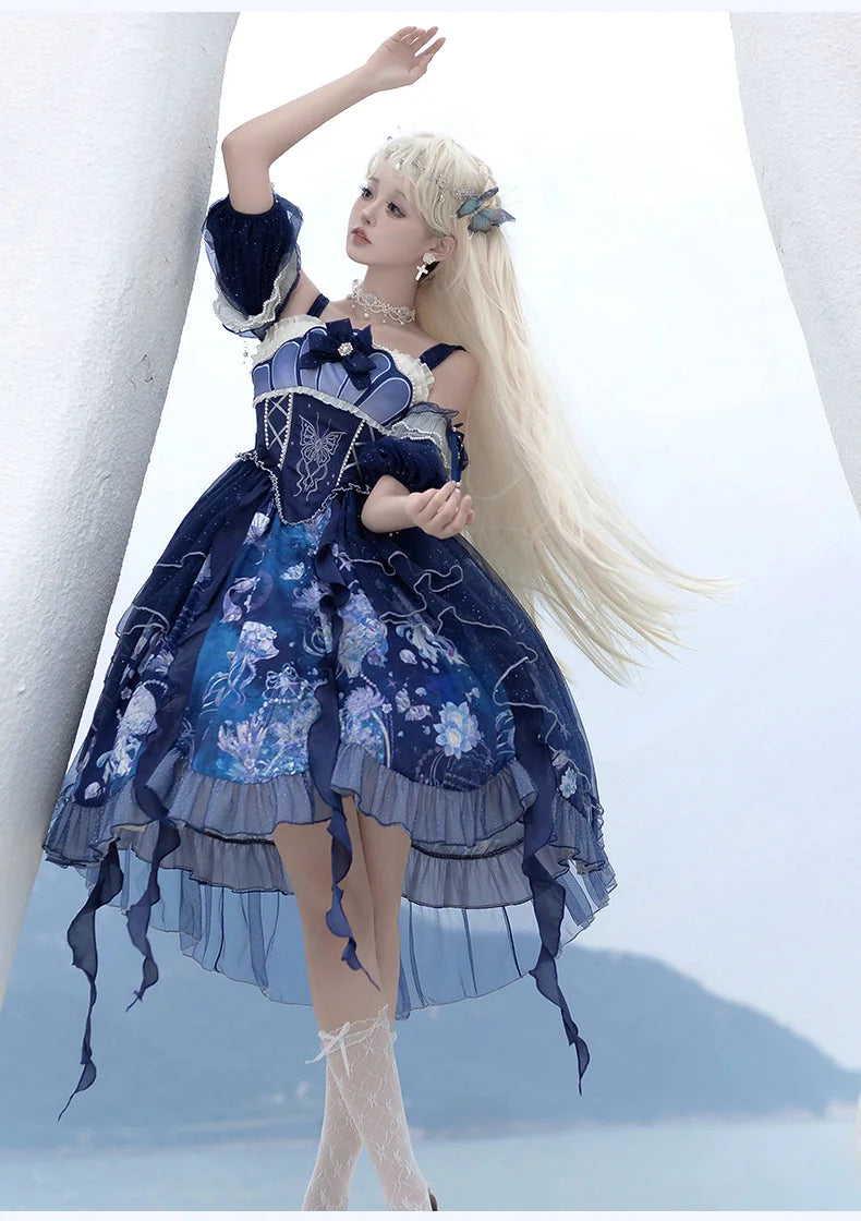 Jellyfish Shell Original Elegant Lolita Blue Lolita JSK Princess Dress