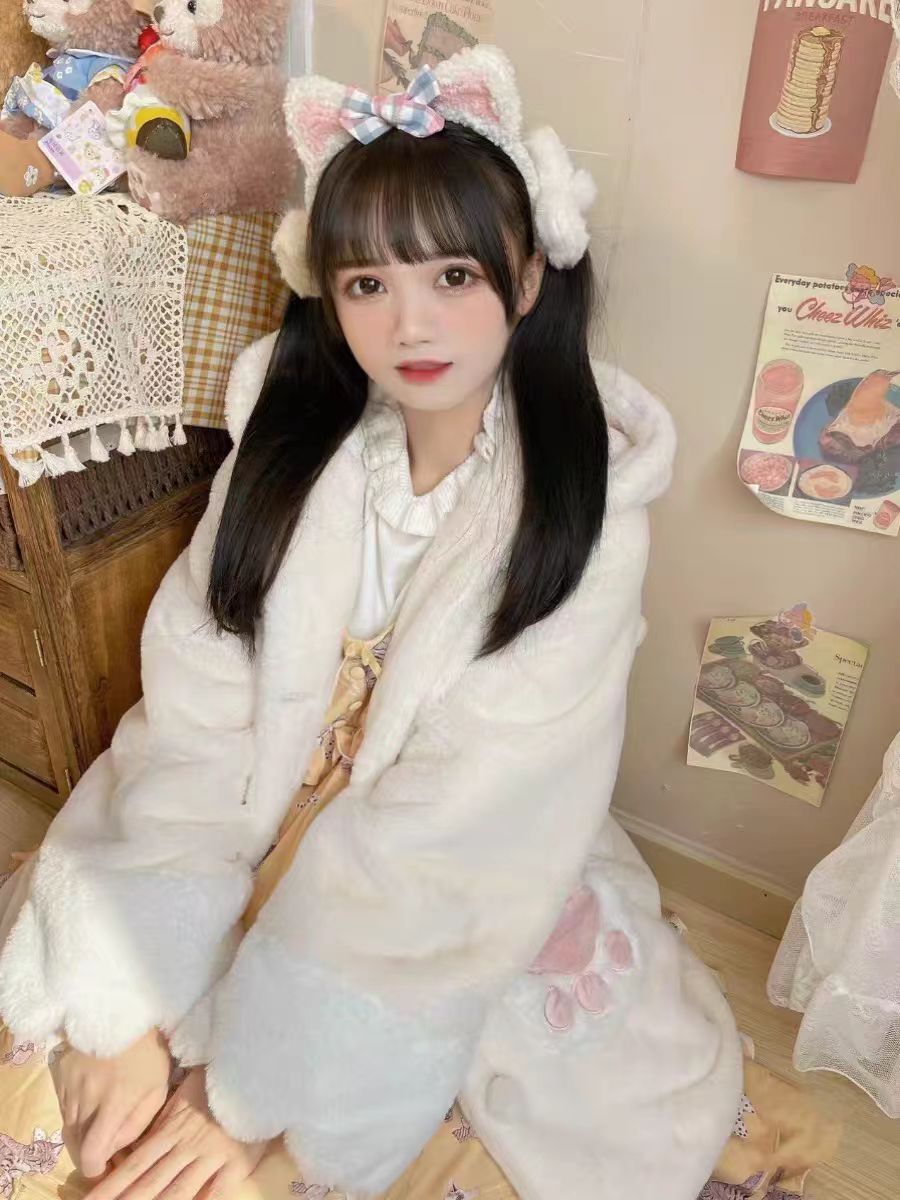 Lolita Coat Sleepy Bear Warm Thick Plush Outerwear Women Autumn Winter
