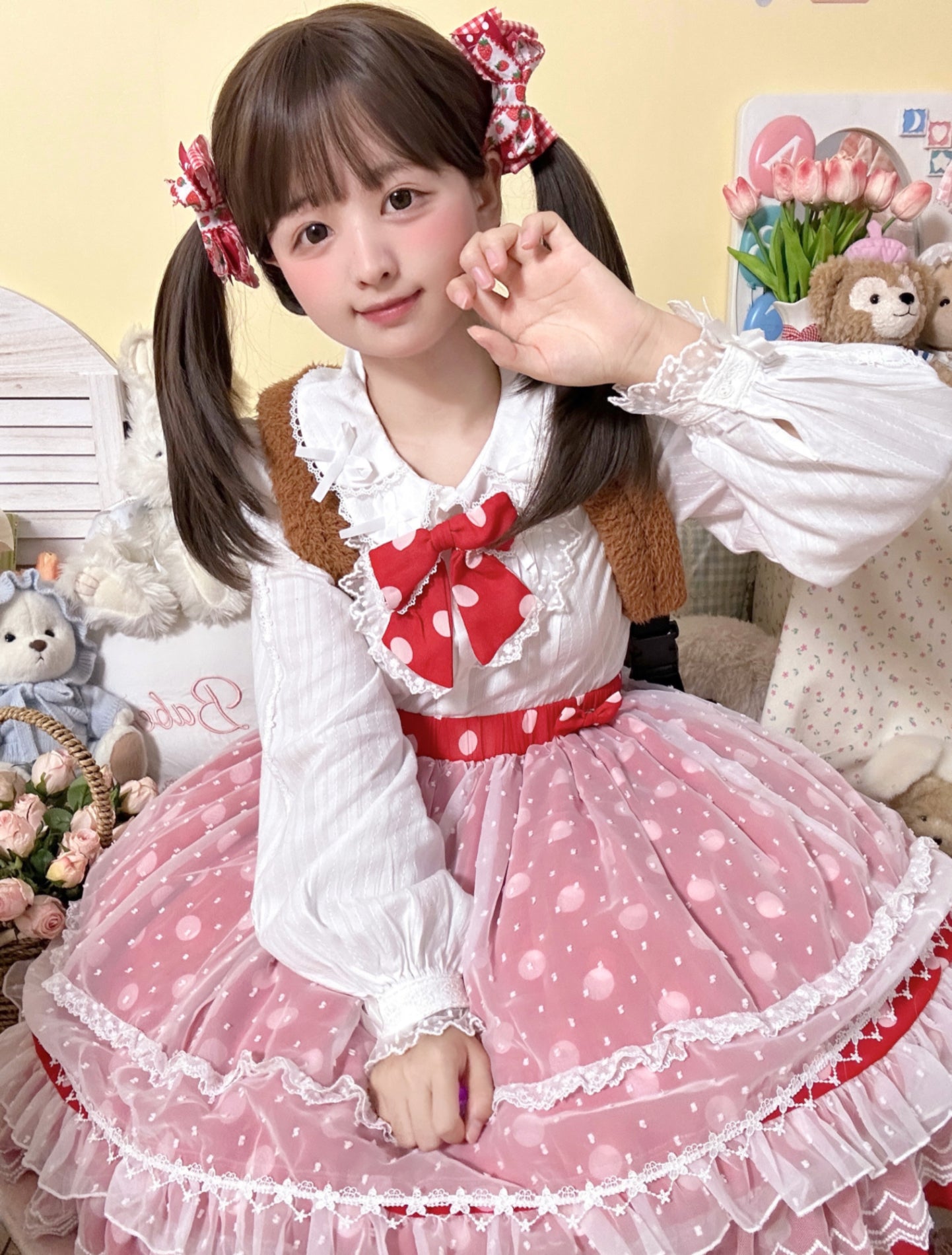 Lolita Coats Cotton Long sleeved Shirt Doll Collar Bow Sweet Inner Blouse