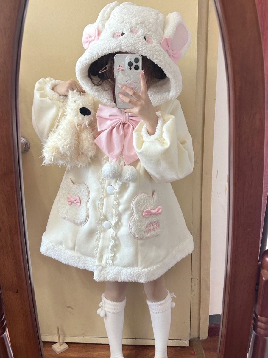 Lolita Fleece Coat Cute Coat Bunny Puppy Lolita Cotton Coat