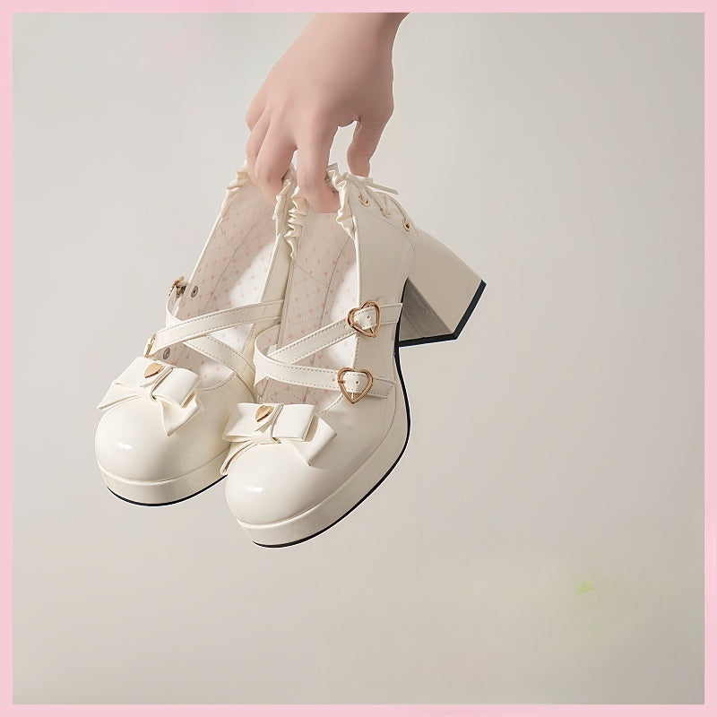 Lolita Shoes Candy Girl Elegant High Heels Cute Girl Bow Japanese Princess