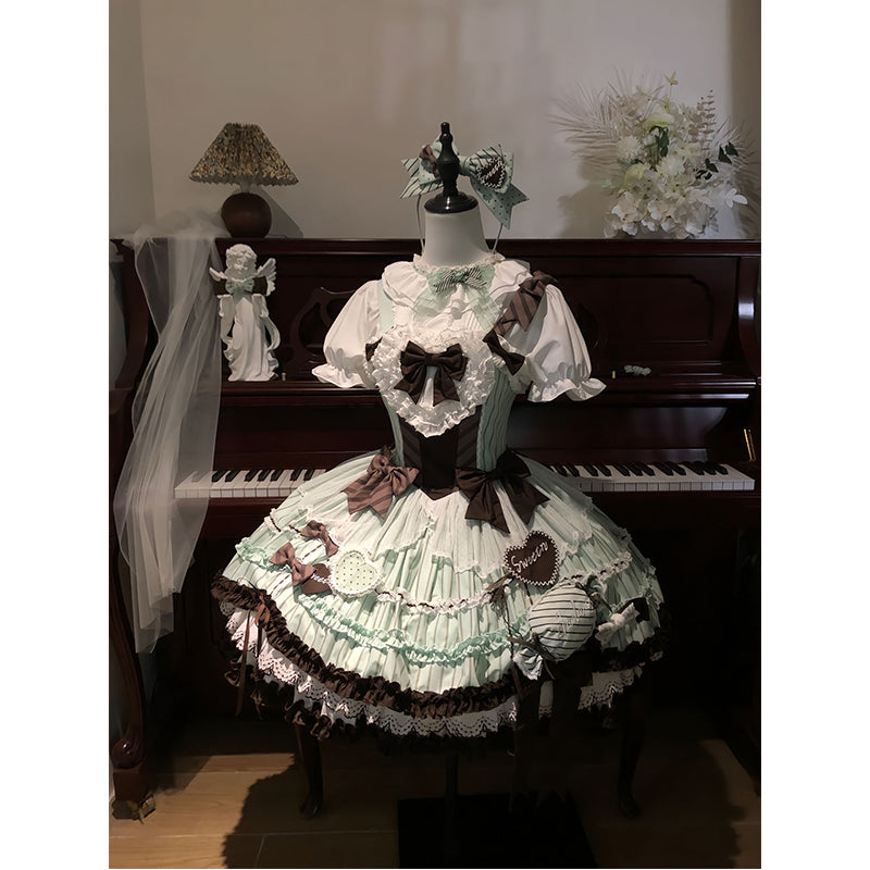 Sweet Lolita Mint Chocolate Doll Lolita Dress Cream Cake Lolita Daily Dress One Piece Dress