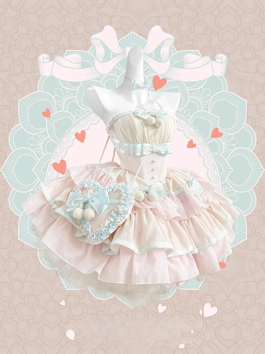 Hime Lolita Mint Green Pink Cream Cake Princess Dress