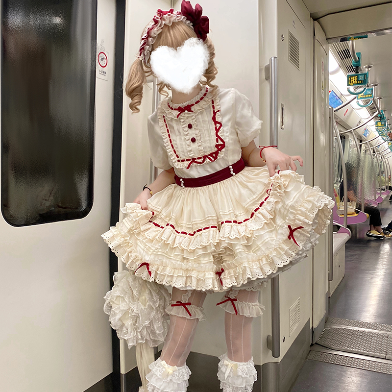 Sweet and Cute Light Lolita Dress Short Sleeve OP Cake Dress