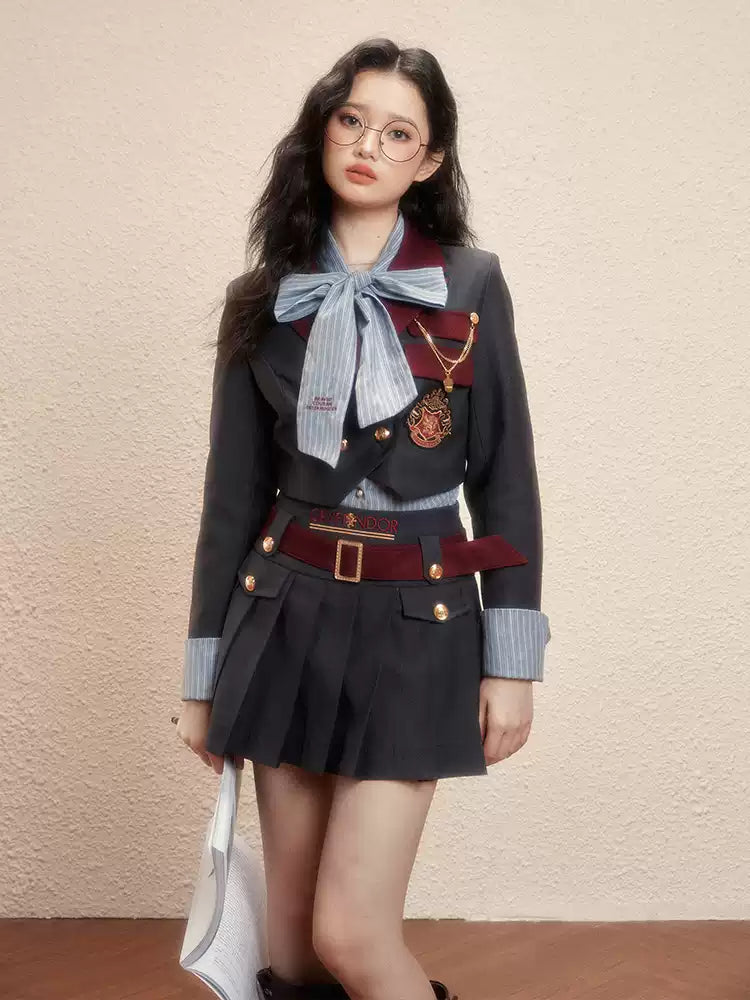 Academic Department Set Joint Skirt A-shaped Skirt College Pleated Skirt