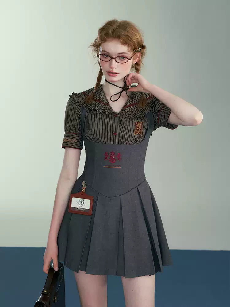 Academic Department Skirt Set Joint Fish Bone Waist Strap College Style Suit Academy Style