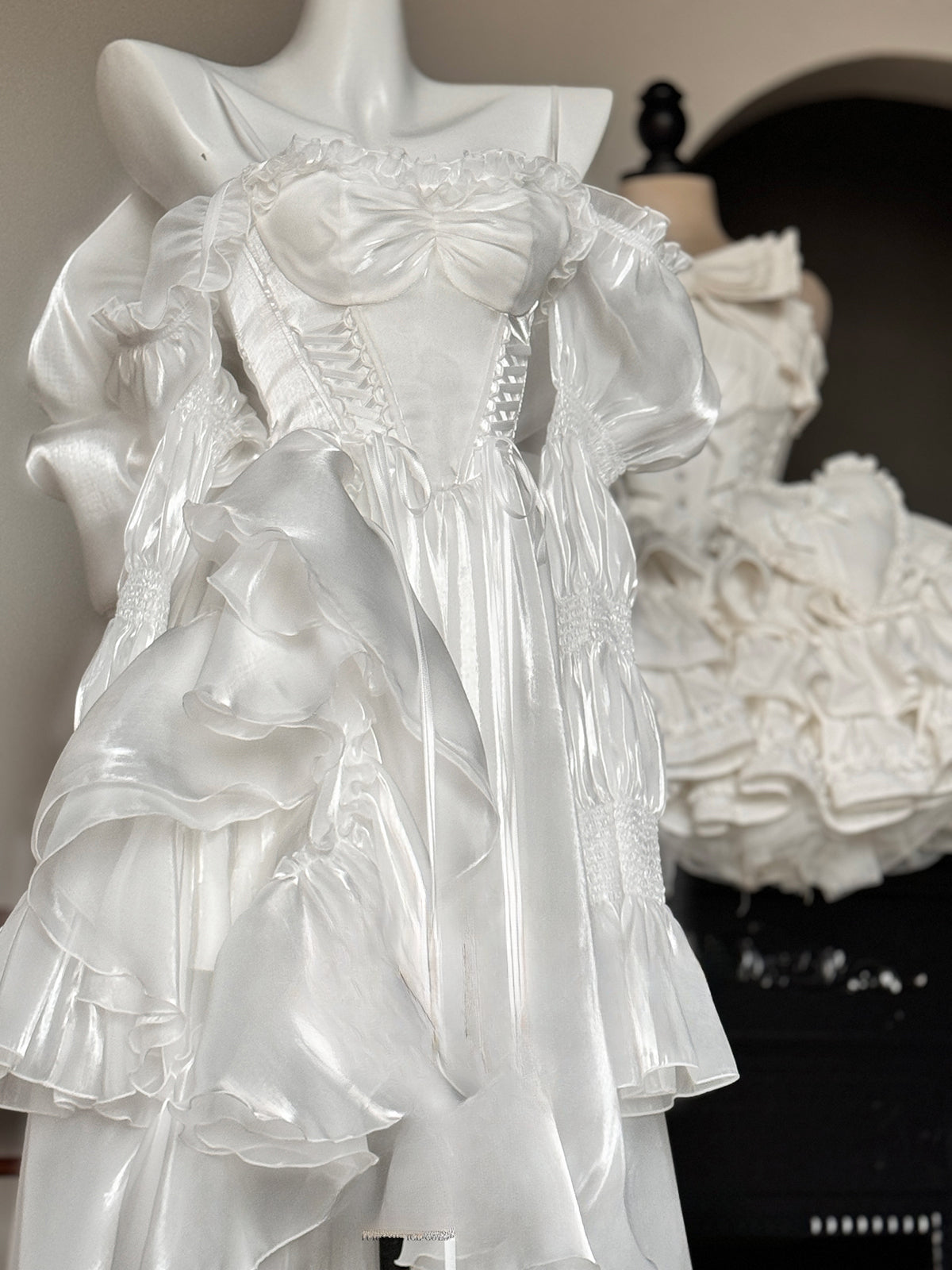 Wedding Lolita Dress Collection White Ruffled Bow - Detailed Elegant Princess Style Outfits Summer