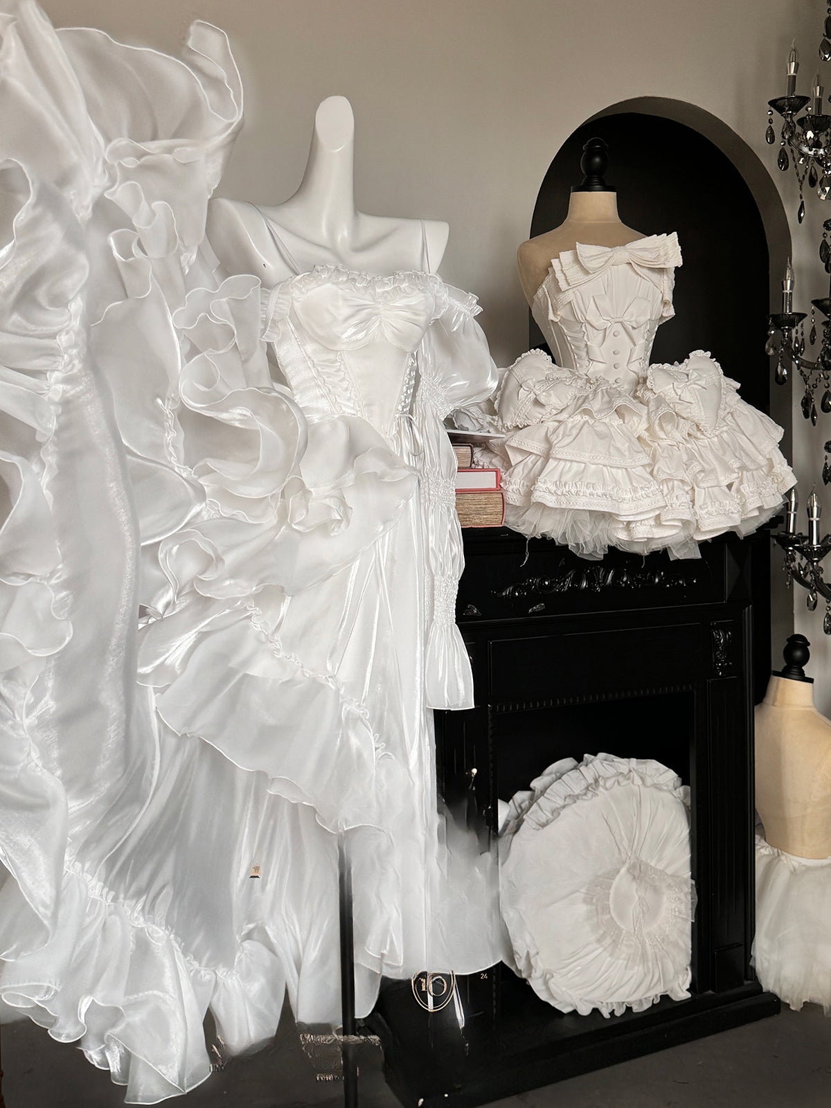Wedding Lolita Dress Collection White Ruffled Bow - Detailed Elegant Princess Style Outfits Summer