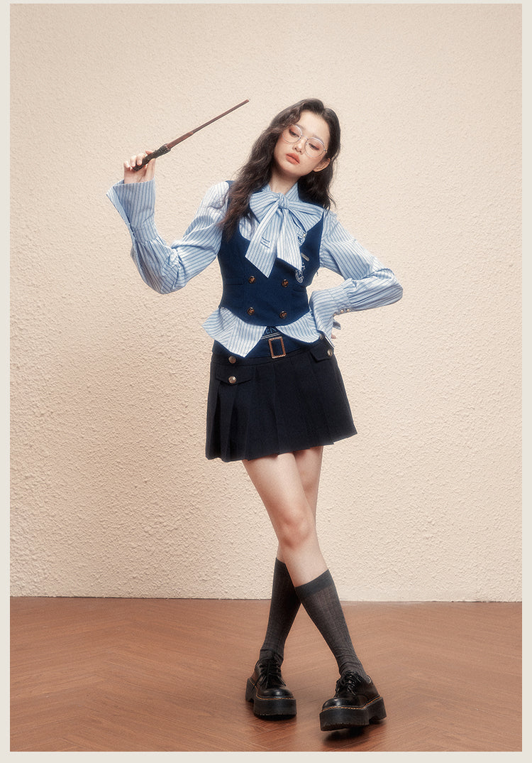 Academic Department Set Joint Skirt A-shaped Skirt College Pleated Skirt