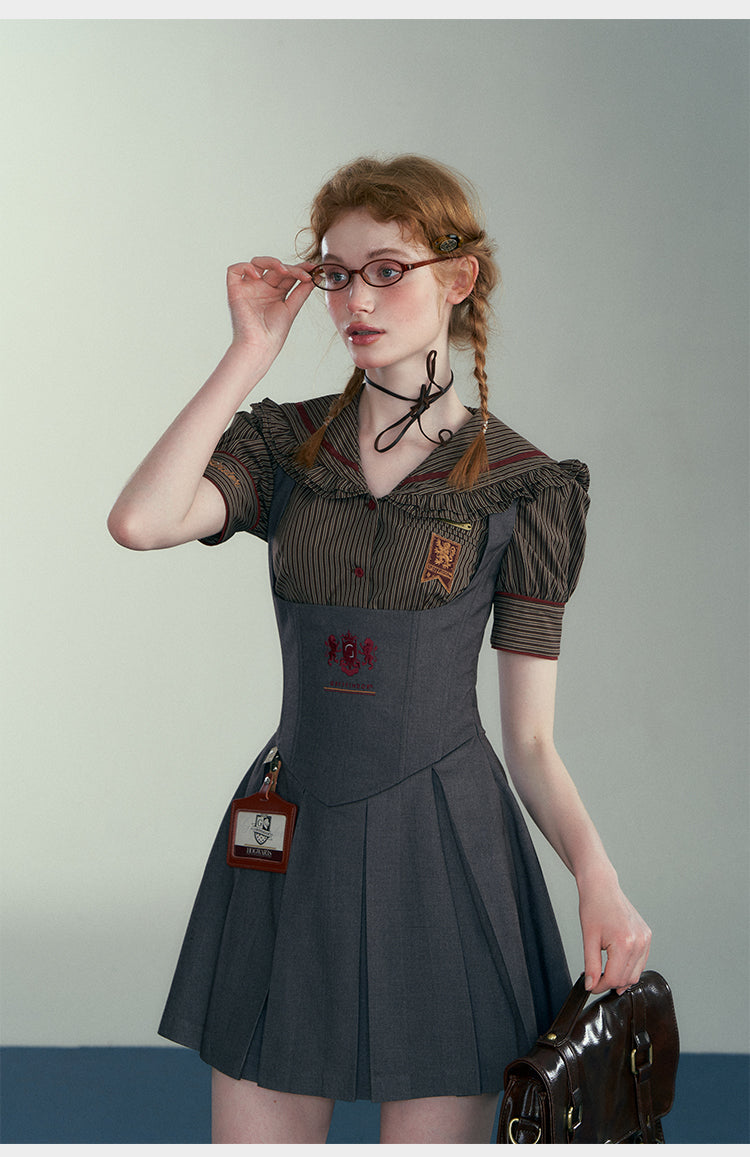 Academic Department Skirt Set Joint Fish Bone Waist Strap College Style Suit Academy Style