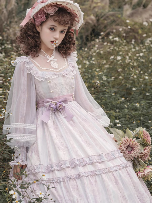 4XL Lolita Dress Plus Size Girls Classic Dress Elegant Long-sleeved Lolita Dress Spring and Autumn One Piece Dress