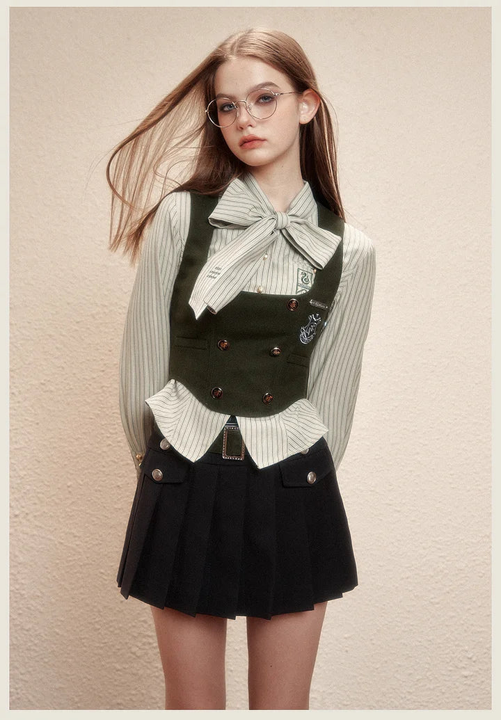 Academic Department Set Joint Skirt A-shaped Skirt College Pleated Skirt