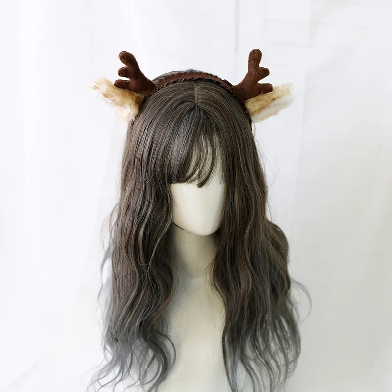 Antlers Headband Lolita Dark Red Christmas Hairpin Headgear Hair Accessories Elk Ears KC
