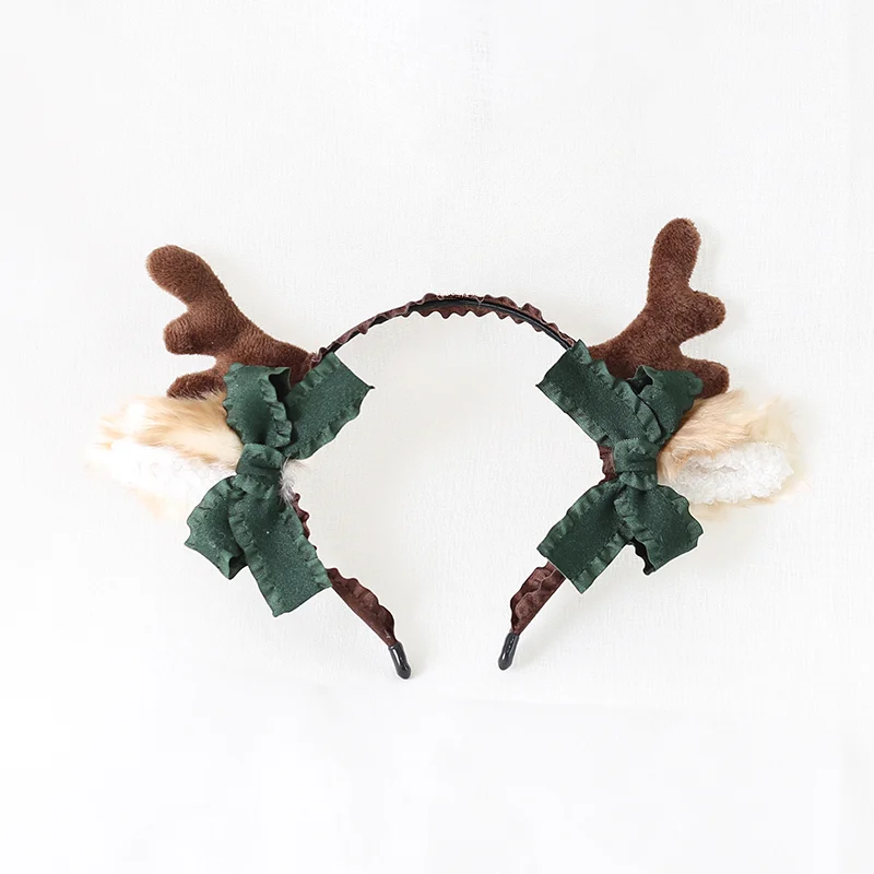 Antlers Headband Lolita Dark Red Christmas Hairpin Headgear Hair Accessories Elk Ears KC