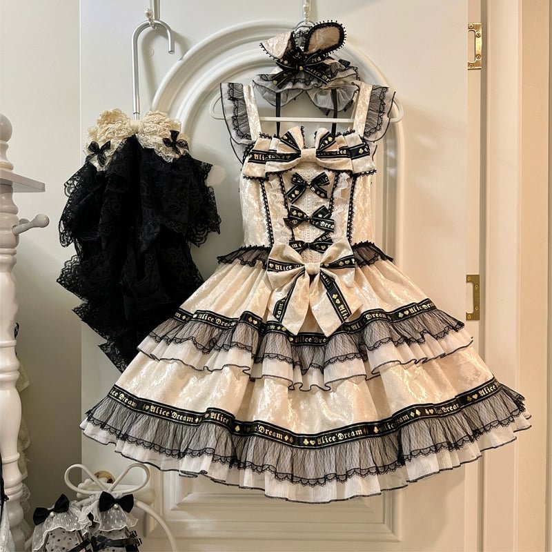 Apricot Blue Beige Bubble Short Sleeve Dress Lolita OP Sweetheart Cute