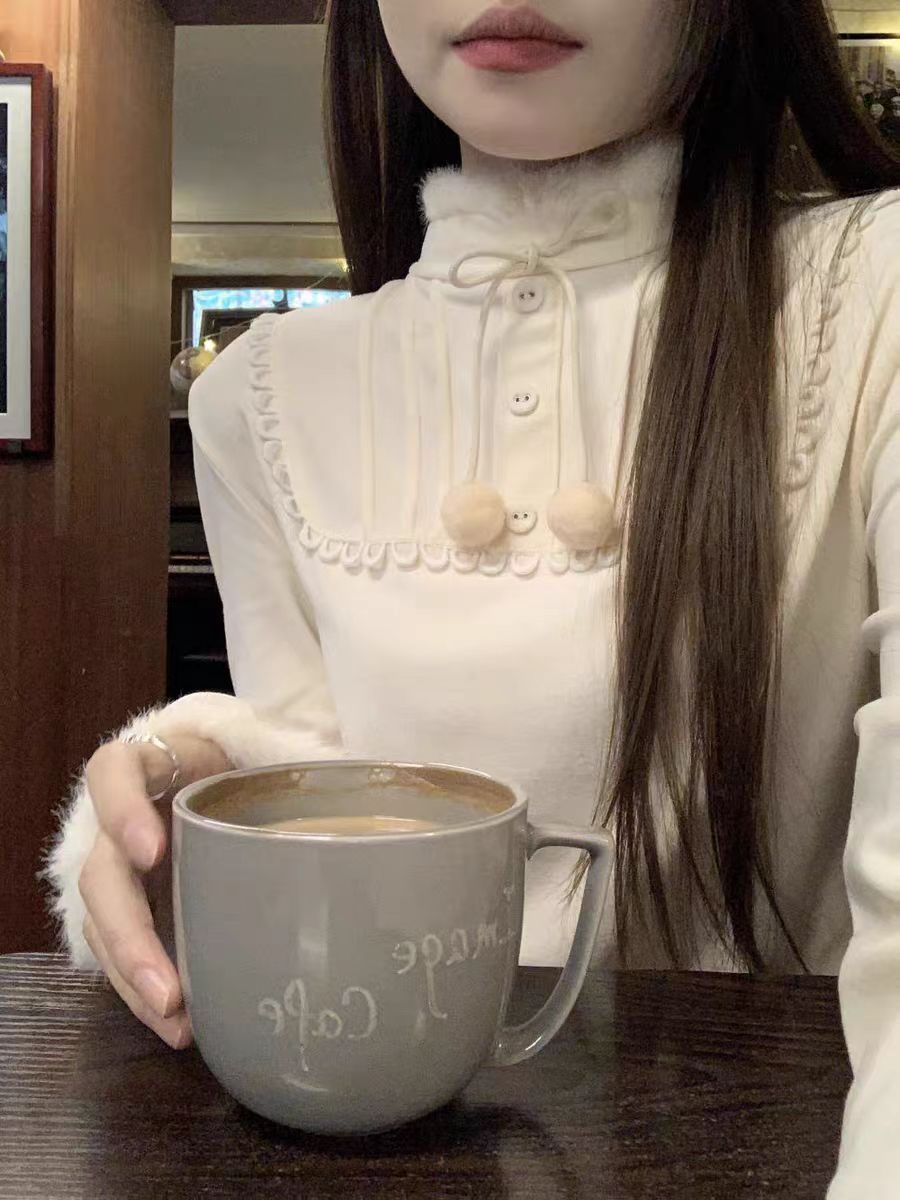 Lolita Blouses Autumn and Winter Cute Lolita Inner Long-sleeved Bottoming Shirt White