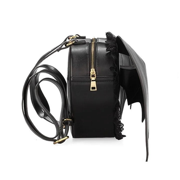 Black Bat Wing Backpacks PU Gothic Zipper Backpack