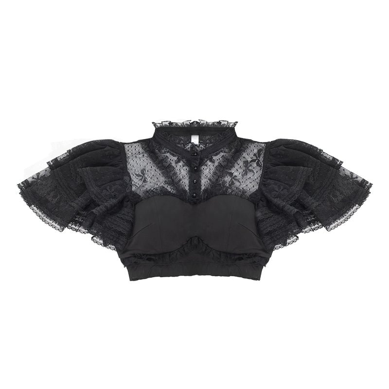 Black Gothic Lolita JSK OP Dress Lace Cake Skirt Dress