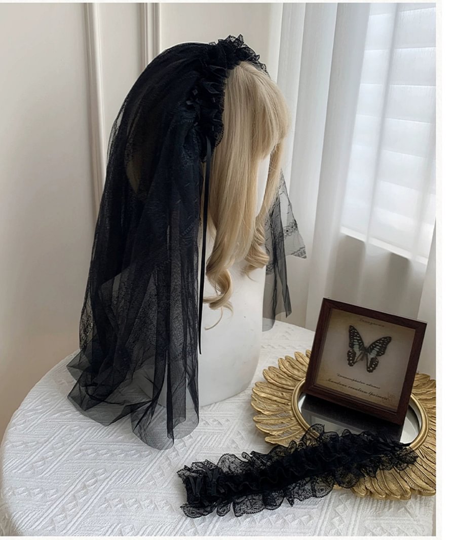 Black Gothic Lolita JSK OP Dress Lace Cake Skirt Dress