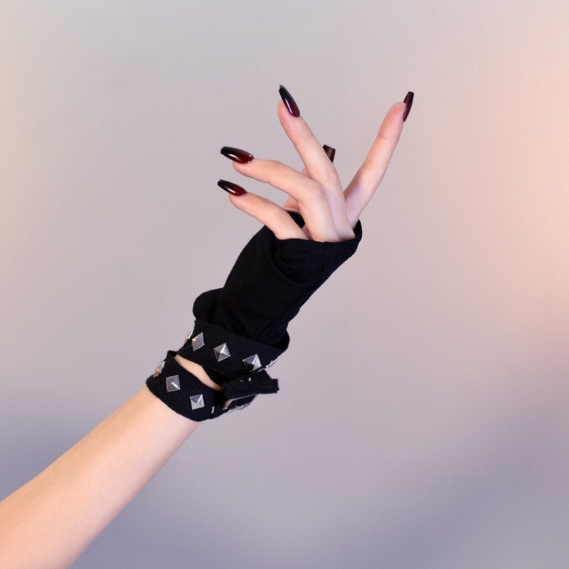 Black Lolita Cyberpunk Gothic Gloves Accessories