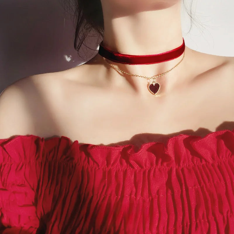 Black Velvet Collar Women's Neckband Clavicle Chain Necklace Lolita Neck Accessories Neck Ring