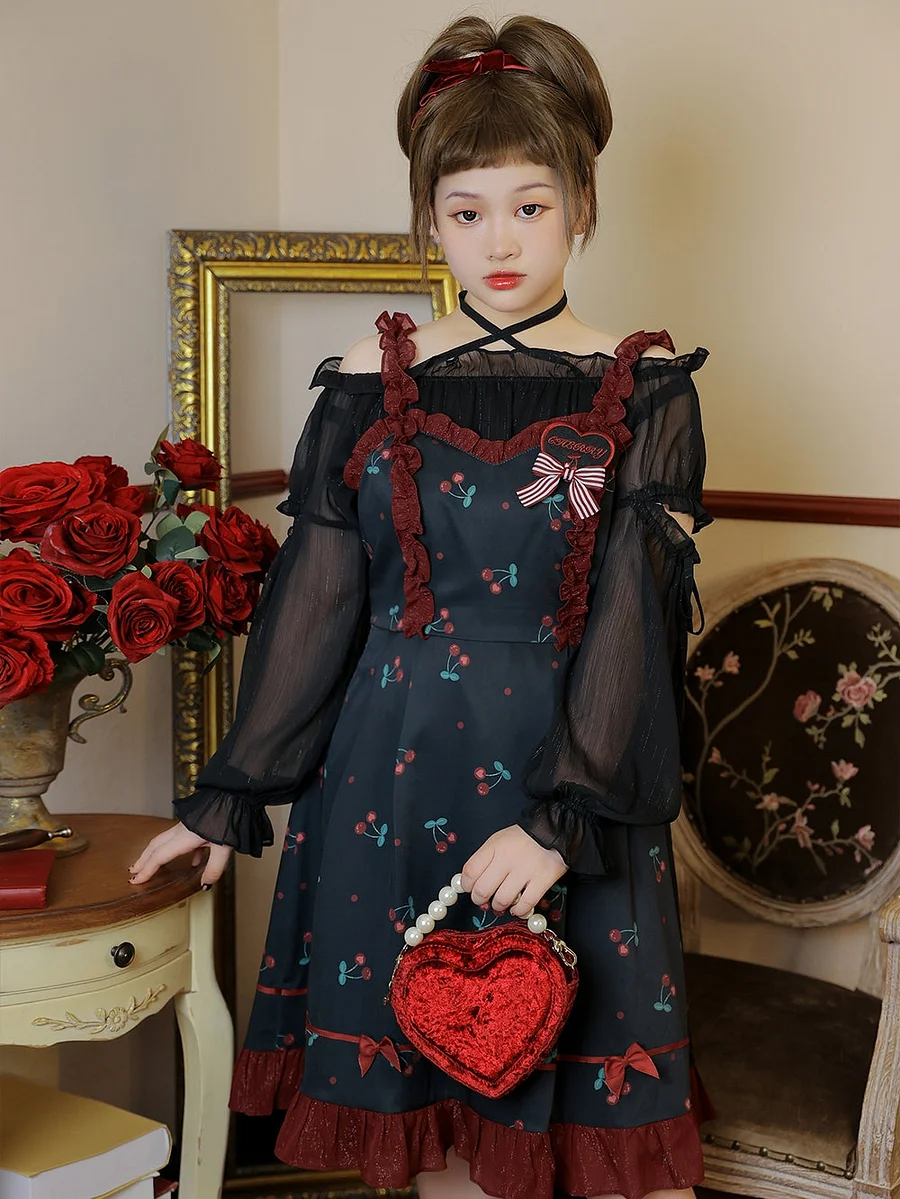Black Gothic Dress Plus Size Lolita Kawaii JSK Dress Jumper Skirt Blouse 4XL Lolita Dress