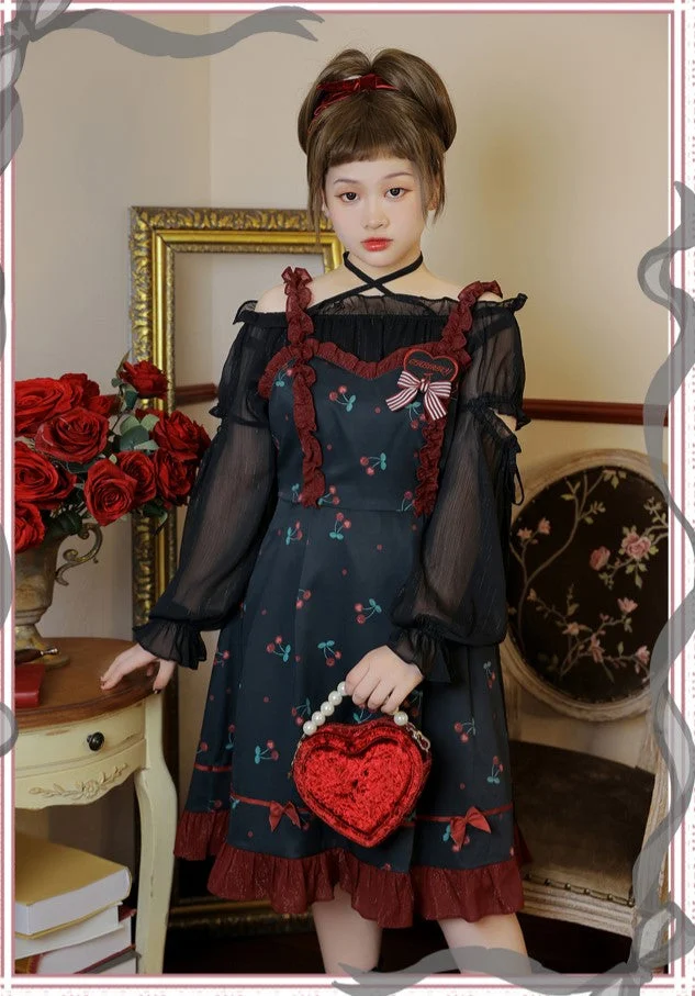 Black Gothic Dress Plus Size Lolita Kawaii JSK Dress Jumper Skirt Blouse 4XL Lolita Dress