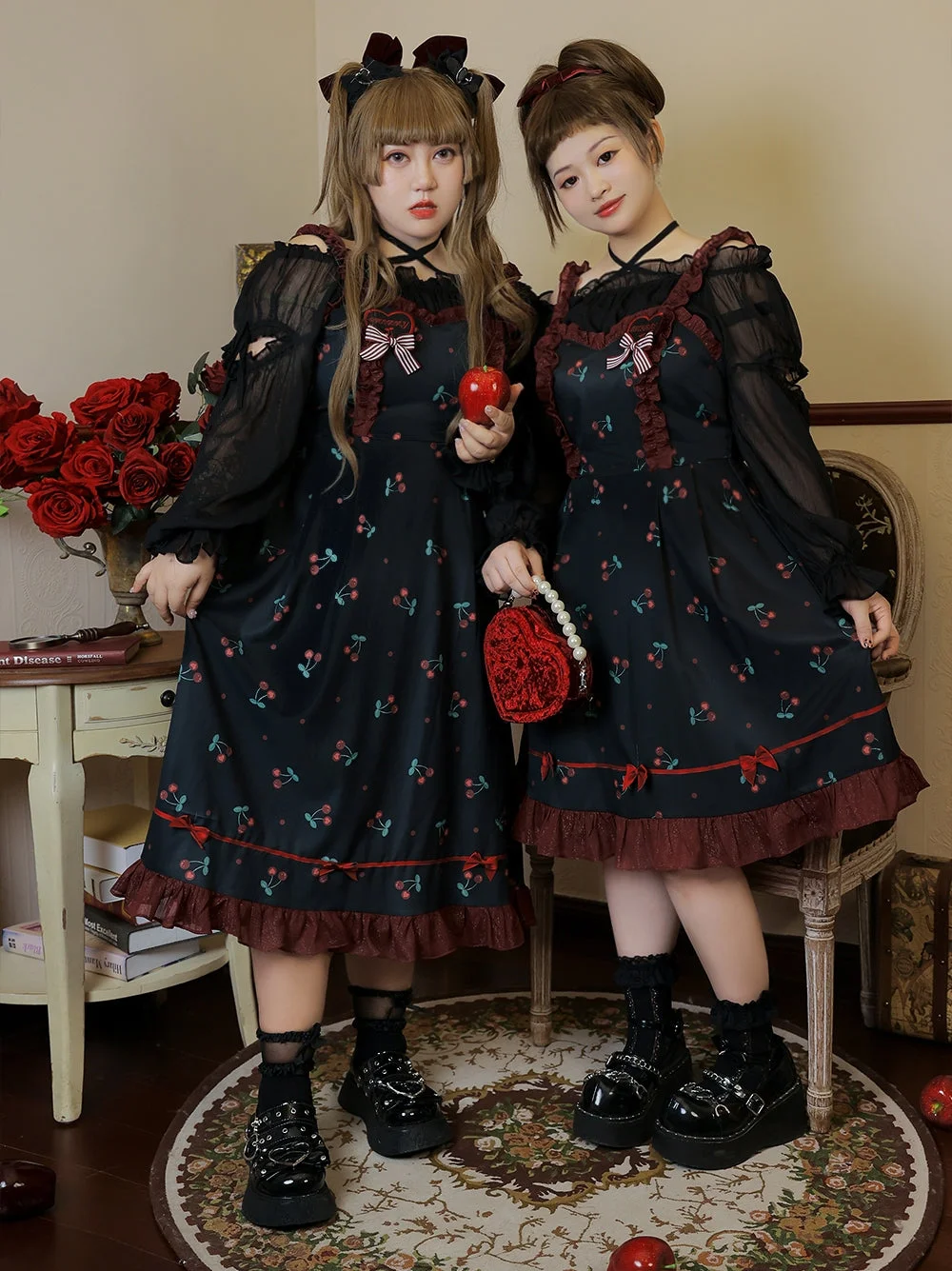 Black Gothic Dress Plus Size Lolita Kawaii JSK Dress Jumper Skirt Blouse 4XL Lolita Dress