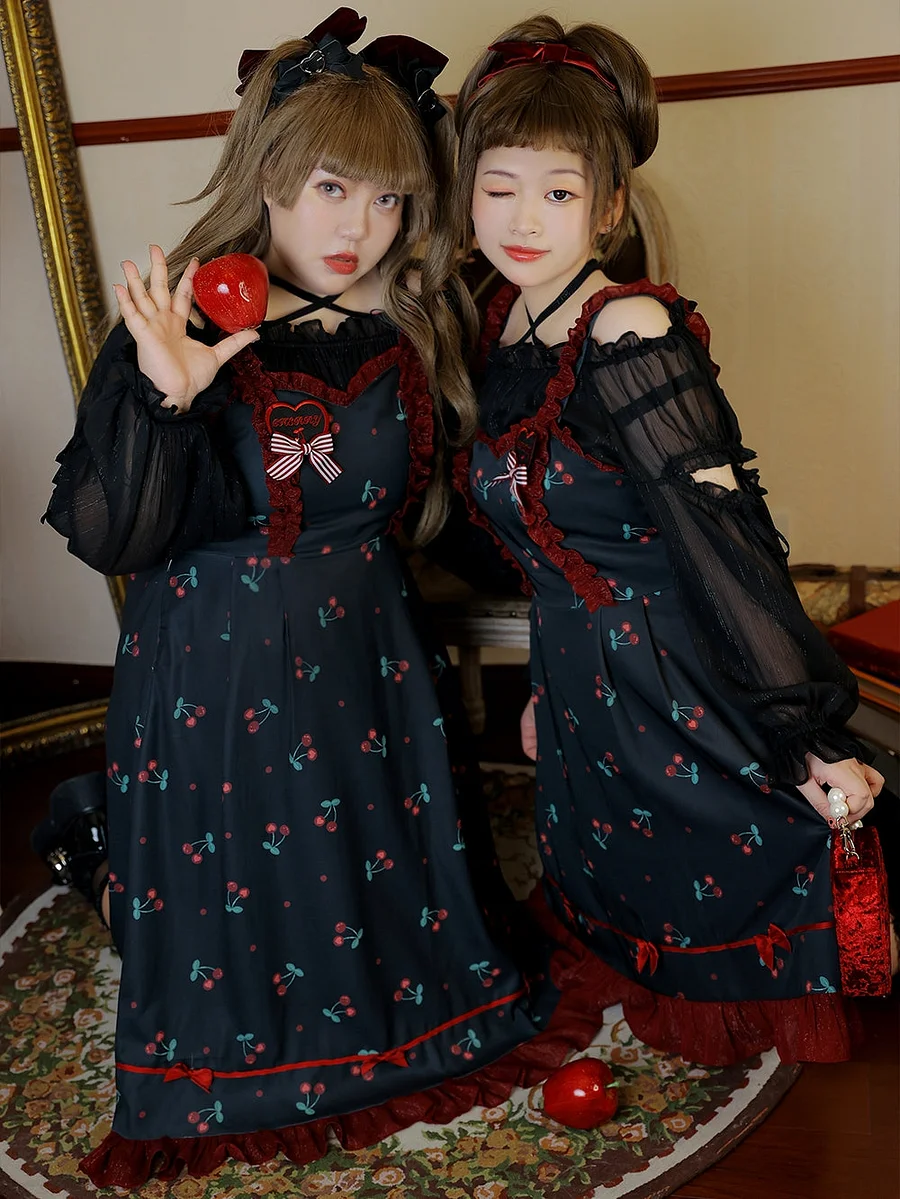 Black Gothic Dress Plus Size Lolita Kawaii JSK Dress Jumper Skirt Blouse 4XL Lolita Dress