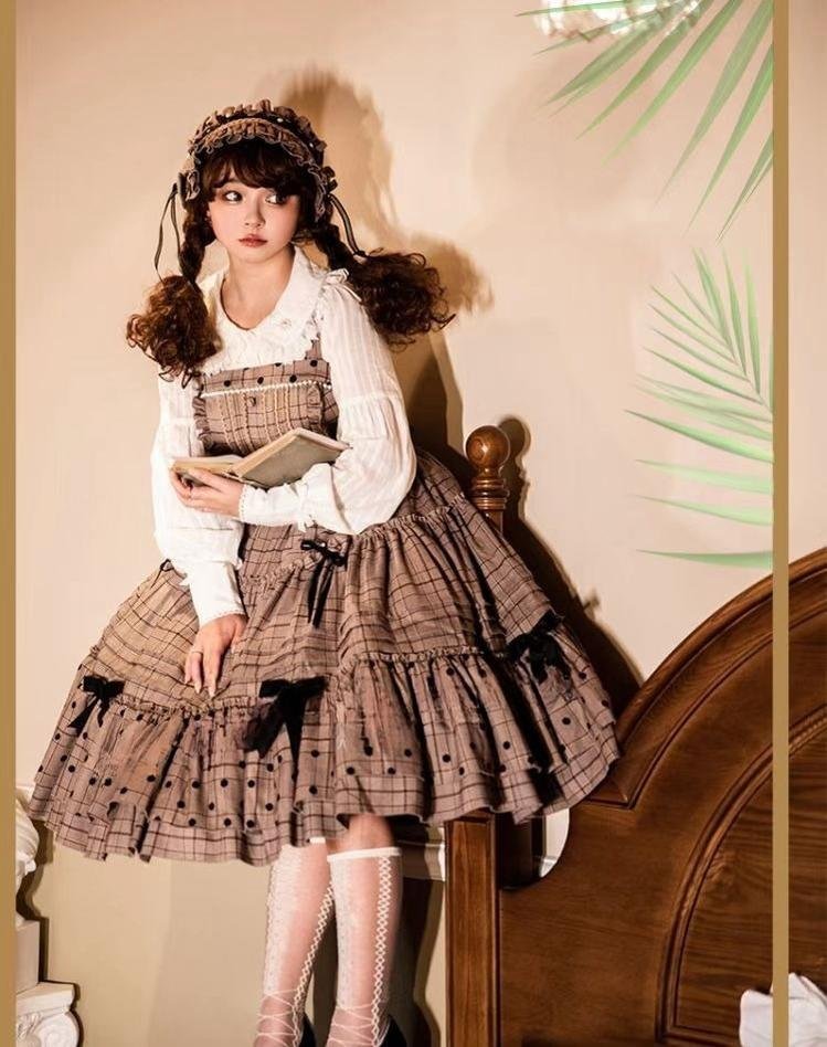 Chocolate Brown Classic Lolita JSK Dress Set Plus Size 3XL Lolita Dress  Jumper Skirt