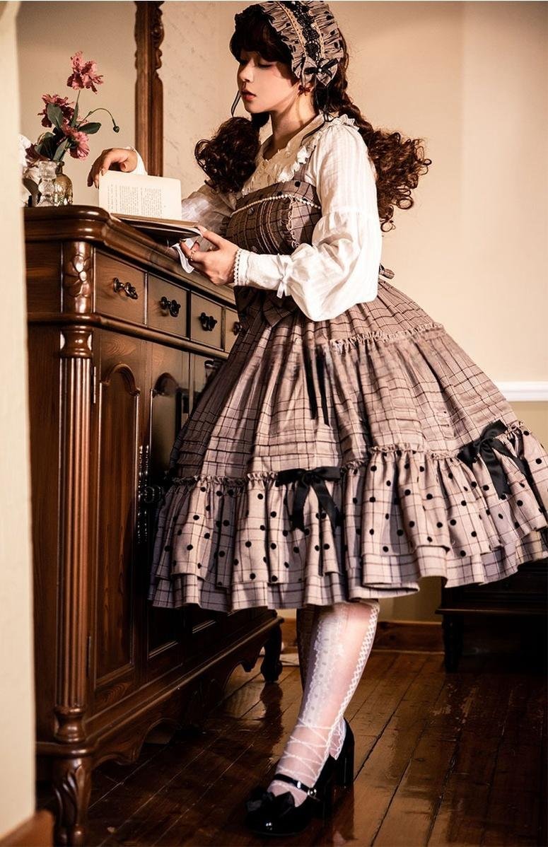 Chocolate Brown Classic Lolita JSK Dress Set Plus Size 3XL Lolita Dress  Jumper Skirt