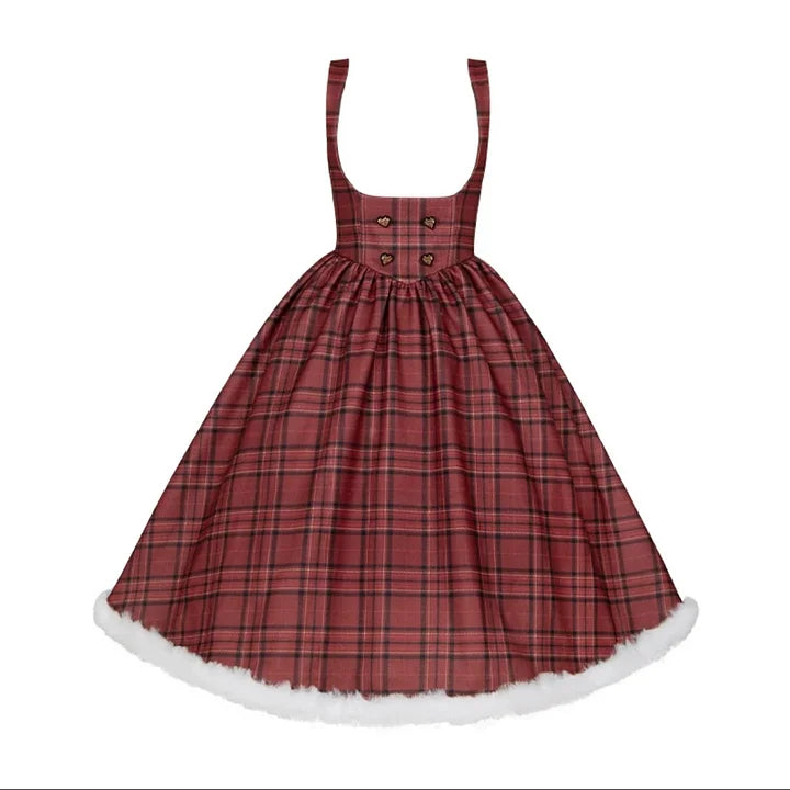 Christmas Dress Red Long and Short Fishbone Breast Support Cape Gemini Autumn&Winter Lolita