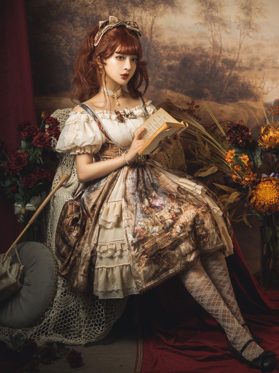 Classic Court Oil Print Lolita JSK Blouse Chocker Lolita Voyage Dress