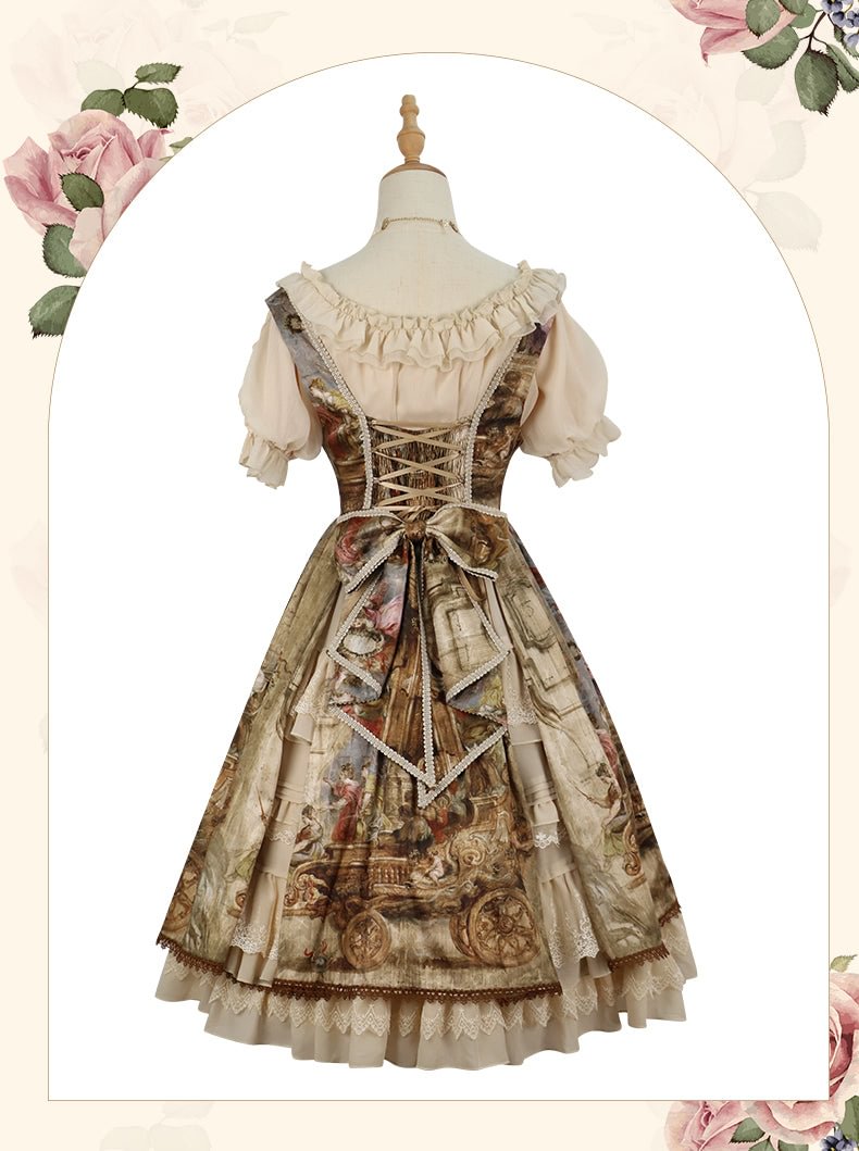 Classic Court Oil Print Lolita JSK Blouse Chocker Lolita Voyage Dress