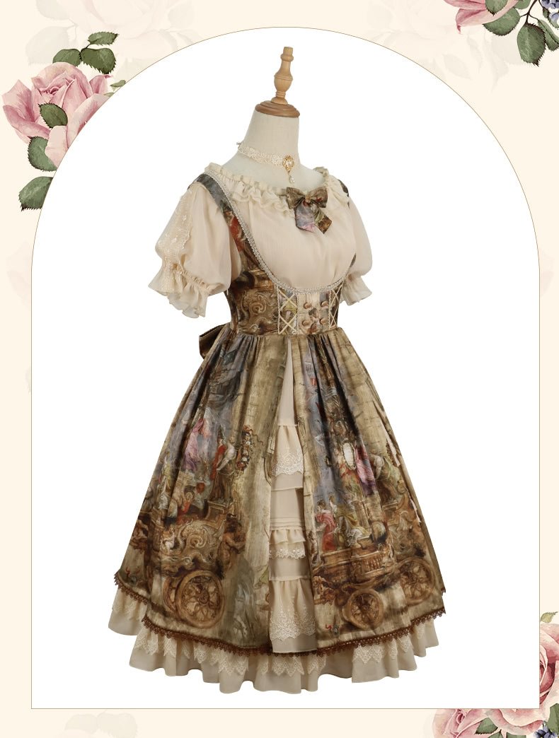 Classic Court Oil Print Lolita JSK Blouse Chocker Lolita Voyage Dress