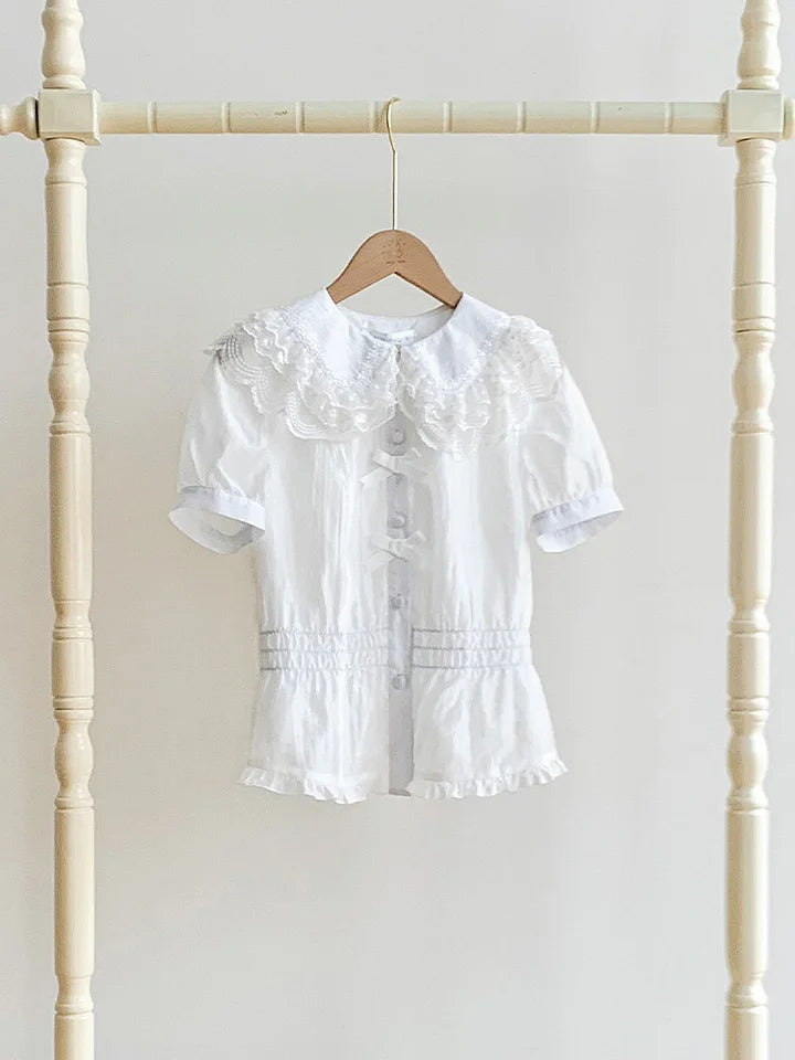 Classic Elegant Three-color Short-sleeved Inner Shirt Light Breathable Lolita Blouse Shirt