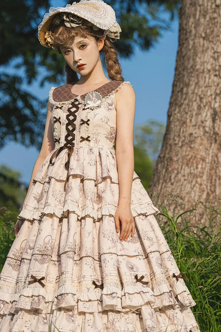 Classic Lolita Elegant cotton Lolita maxi dress Ruffles Lace Long Dress in Fall Knitted Coat