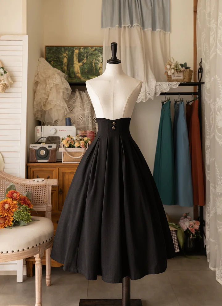 Classic Lolita French Elegant High Waist Skirt Vintage Long Skirt Set in Autumn Plus Size Graduation Ceremony Dress