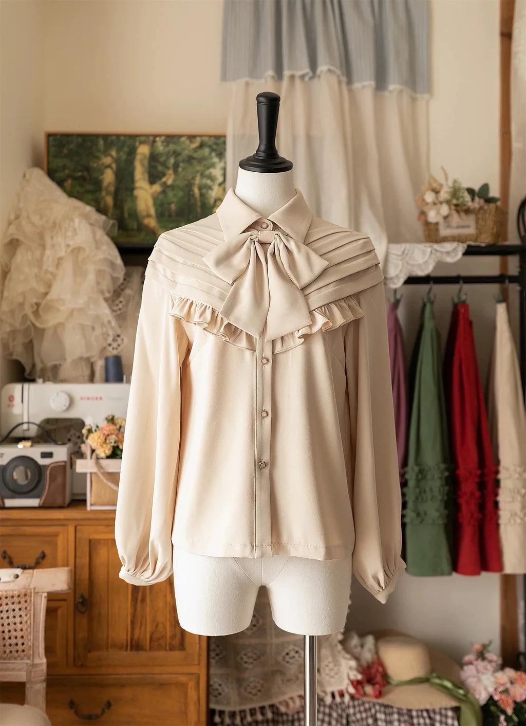 Lolita Blouses Classic French Elegant Vintage Blouse in Autumn Plus Size