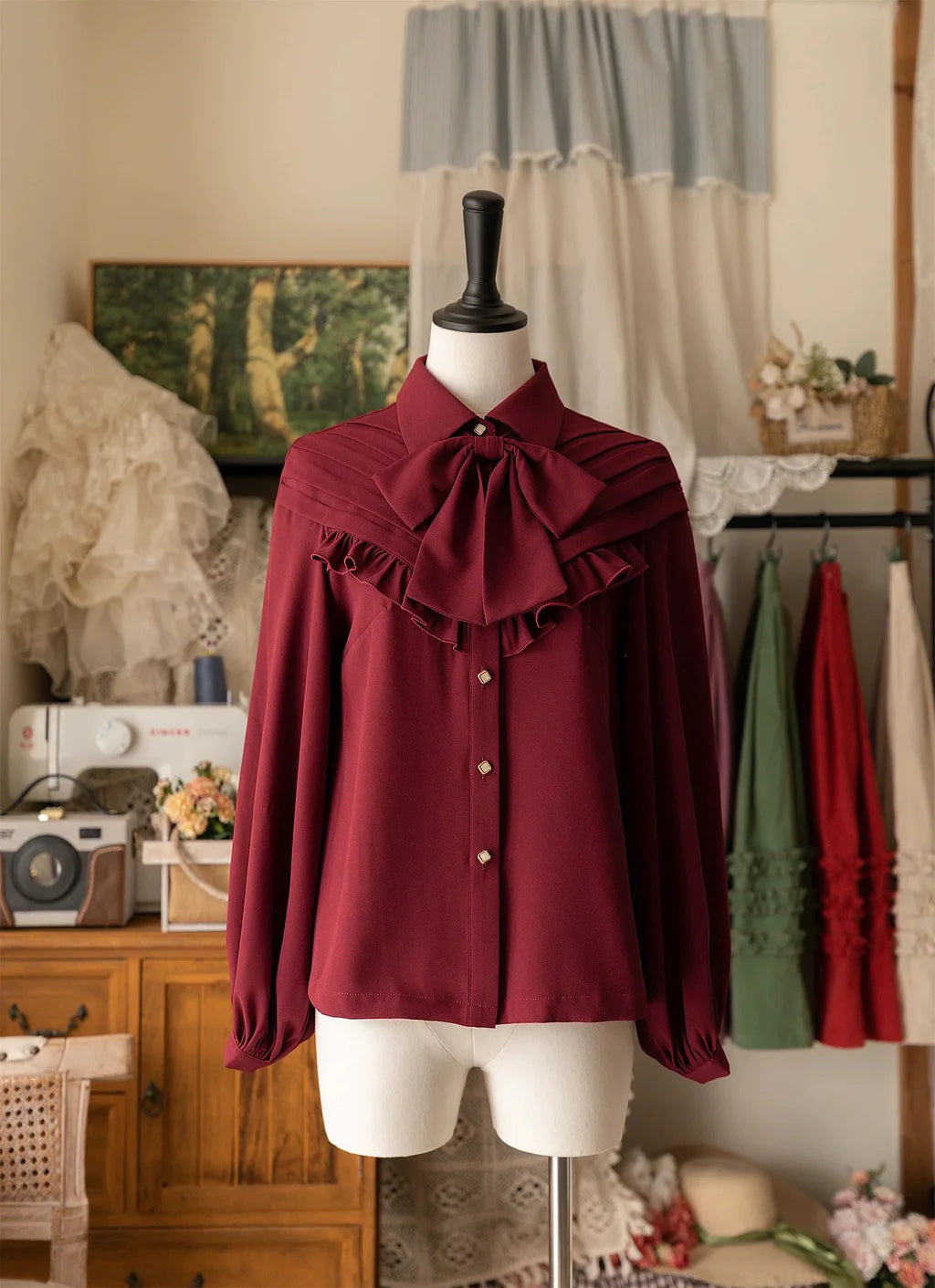 Lolita Blouses Classic French Elegant Vintage Blouse in Autumn Plus Size