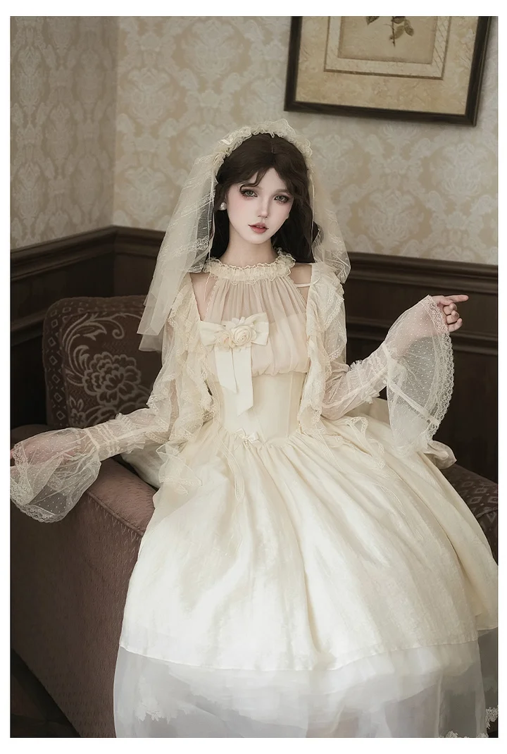 Wedding Lolita Enchanting White Gowns Long Versions Neck Dress Gemini Summer