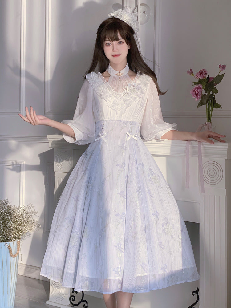 Classic Lolita Lavender Purple Tinted Floral Dress Princess Dress Spring Summer