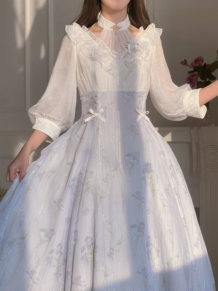Classic Lolita Lavender Purple Tinted Floral Dress Princess Dress Spring Summer