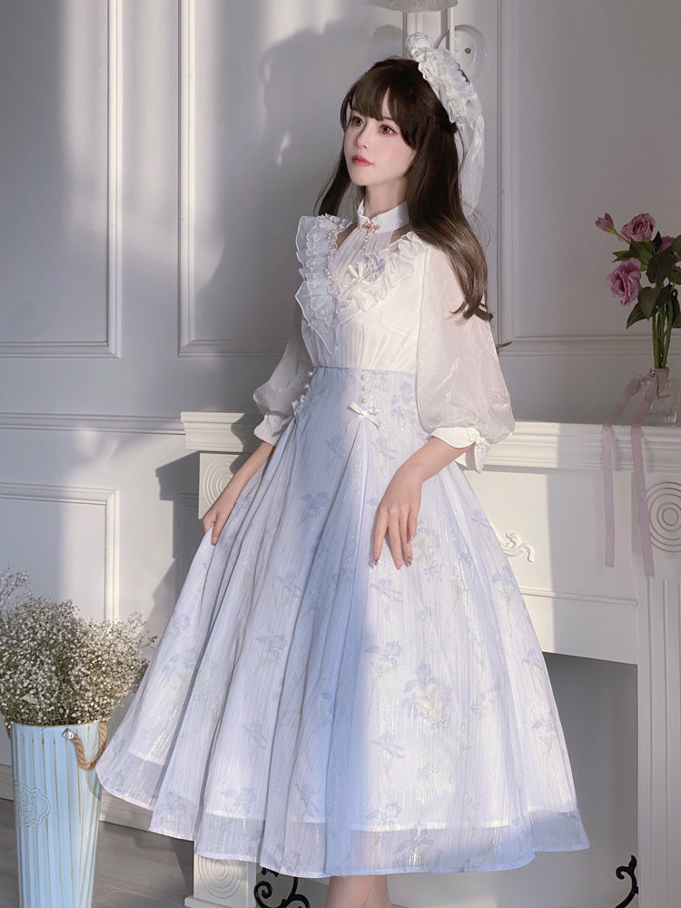 Classic Lolita Lavender Purple Tinted Floral Dress Princess Dress Spring Summer
