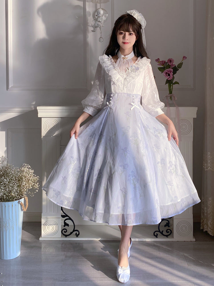 Classic Lolita Lavender Purple Tinted Floral Dress Princess Dress Spring Summer